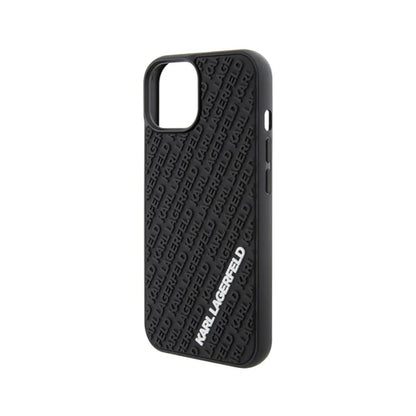 Karl Lagerfeld 3D guminis daugybės logotipų dėklas – dėklas skirtas iPhone 15 (juodas)
