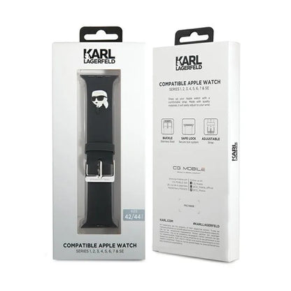 Karl Lagerfeld 3D guminis Karl galvos NFT - Apple Watch 42/44/45/49 mm dirželis (juodas)