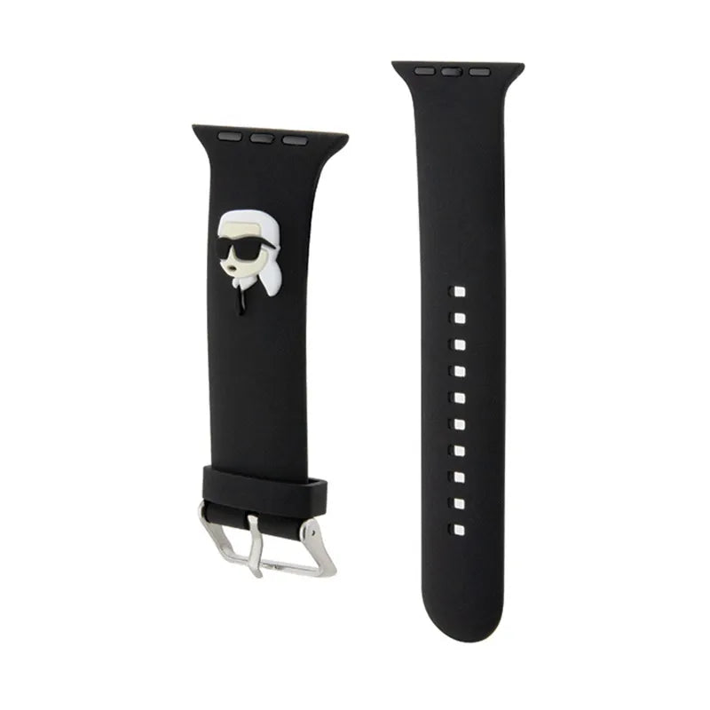 Karl Lagerfeld 3D guminis Karl galvos NFT - Apple Watch 42/44/45/49 mm dirželis (juodas)