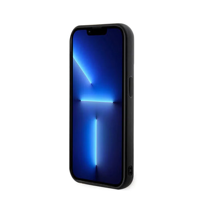 Karl Lagerfeld 3D guminis logotipas su blizgučiais – dėklas skirtas iPhone 15 Pro (juodas)