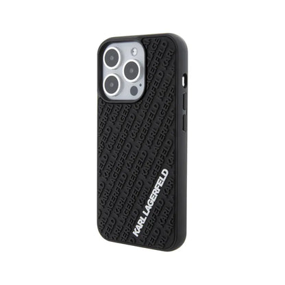 Karl Lagerfeld 3D guminis „Multi Logo“ – dėklas, skirtas „iPhone 15 Pro“ (juoda)