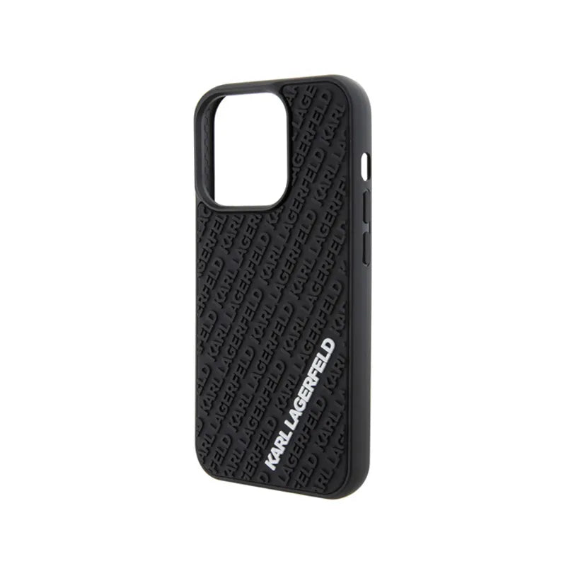 Karl Lagerfeld 3D guminis „Multi Logo“ – dėklas, skirtas „iPhone 15 Pro“ (juoda)