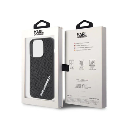 Karl Lagerfeld 3D guminis „Multi Logo“ – dėklas, skirtas „iPhone 15 Pro“ (juoda)