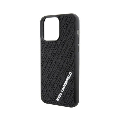Karl Lagerfeld 3D guminis su kelių logotipų dėklas – dėklas skirtas iPhone 15 Pro Max (juoda)