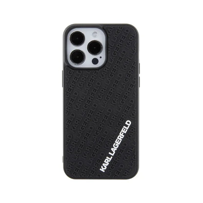 Karl Lagerfeld 3D guminis su kelių logotipų dėklas – dėklas skirtas iPhone 15 Pro Max (juoda)