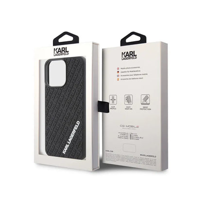 Karl Lagerfeld 3D guminis su kelių logotipų dėklas – dėklas skirtas iPhone 15 Pro Max (juoda)