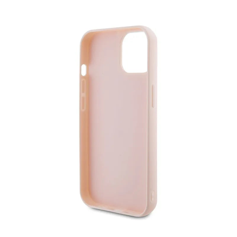 Karl Lagerfeld 3D Rubber Glitter Logo – dėklas iPhone 15 Plus (rožinis)