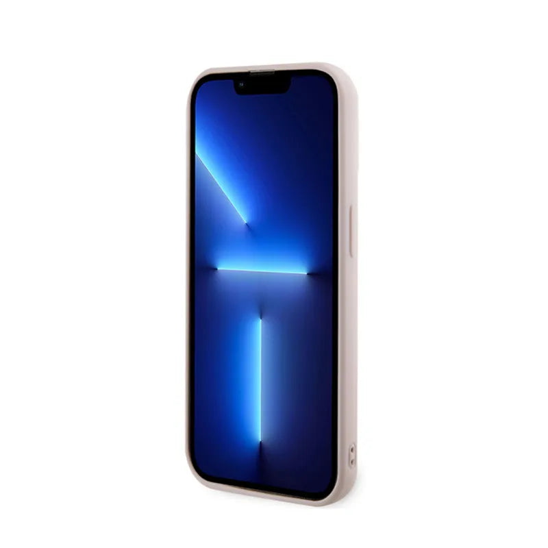 Karl Lagerfeld 3D Rubber Glitter Logo – dėklas, skirtas iPhone 15 Pro Max (rožinis)