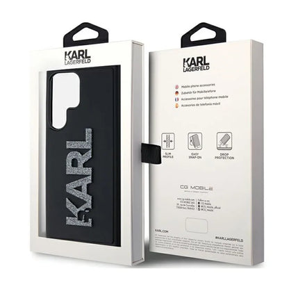 Karl Lagerfeld 3D Rubber Glitter Logo – Samsung Galaxy S23 Ultra dėklas (juodas)