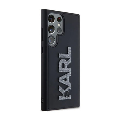 Karl Lagerfeld 3D Rubber Glitter Logo – Samsung Galaxy S23 Ultra dėklas (juodas)