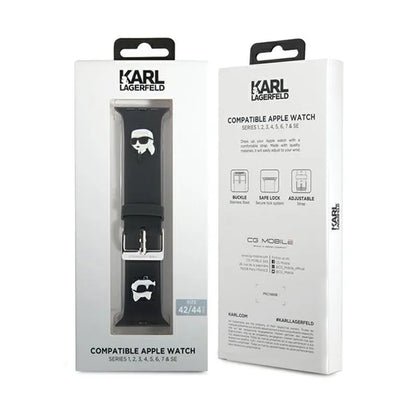 Karl Lagerfeld 3D Rubber Karl & Choupette Heads NFT – dirželis Apple Watch 42/44/45/49 mm (juodas)
