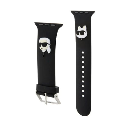 Karl Lagerfeld 3D Rubber Karl & Choupette Heads NFT – dirželis, skirtas Apple Watch 38/40/41 mm (juodas)
