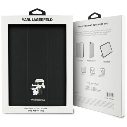Karl Lagerfeld Book Cover Saffiano Magnetic Karl & Choupette – dėklas iPad Air 11” M3 (2025) / iPad Air 11” M2 (2024) (juodas)
