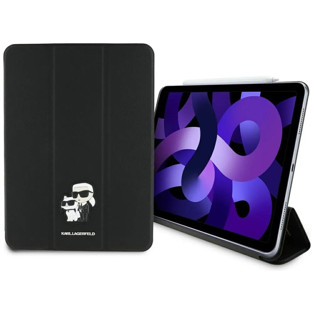 Karl Lagerfeld Book Cover Saffiano Magnetic Karl & Choupette – dėklas iPad Air 11” M3 (2025) / iPad Air 11” M2 (2024) (juodas)