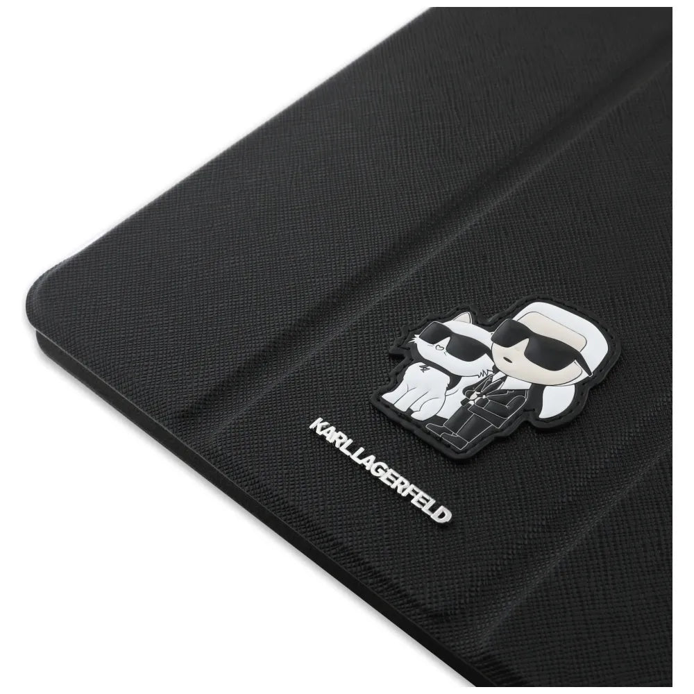Karl Lagerfeld Book Cover Saffiano Magnetic Karl & Choupette - Dėklas iPad Pro 11" M4 (2024) (juodas)