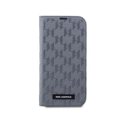 Karl Lagerfeld Booktype Saffiano Monogram – dėklas, skirtas iPhone 14 (pilkas)