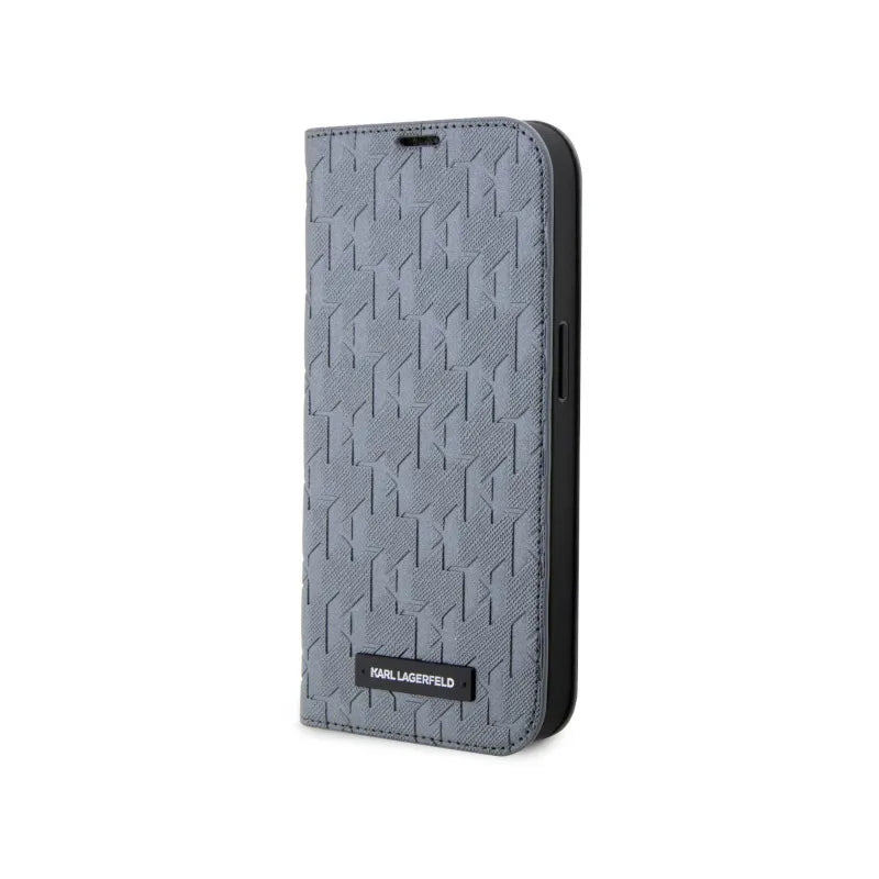 Karl Lagerfeld Booktype Saffiano Monogram – dėklas, skirtas iPhone 14 (pilkas)