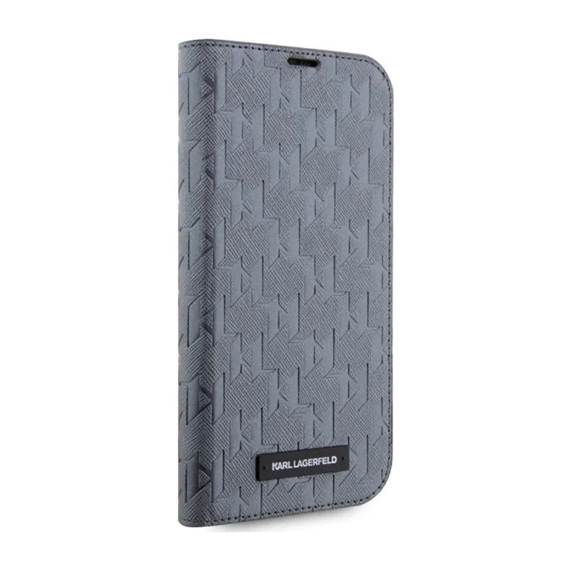 Karl Lagerfeld Booktype Saffiano Monogram - dėklas, skirtas iPhone 14 Pro Max (sidabro spalva)