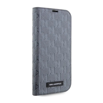 Karl Lagerfeld Booktype Saffiano Monogram - dėklas, skirtas iPhone 14 Pro Max (sidabro spalva)