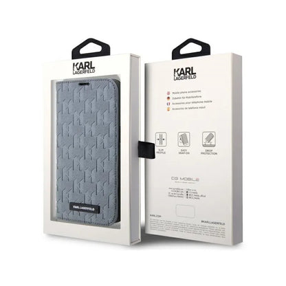 Karl Lagerfeld Booktype Saffiano Monogram - dėklas, skirtas iPhone 14 Pro (pilkas)