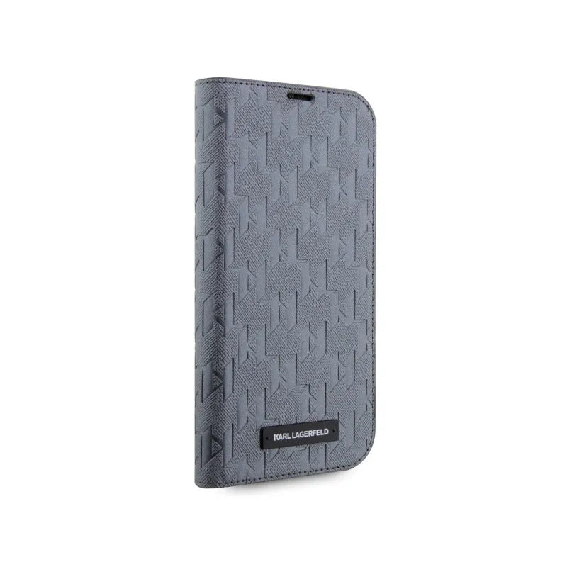 Karl Lagerfeld Booktype Saffiano Monogram - dėklas, skirtas iPhone 14 Pro (pilkas)