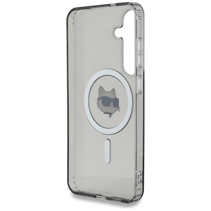 Karl Lagerfeld Button Choupette Head Printed Logo MagSafe – dėklas, skirtas Samsung Galaxy S25 (juoda)