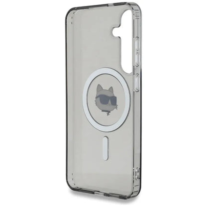 Karl Lagerfeld Button Choupette Head Printed Logo MagSafe – dėklas, skirtas Samsung Galaxy S25 (juoda)