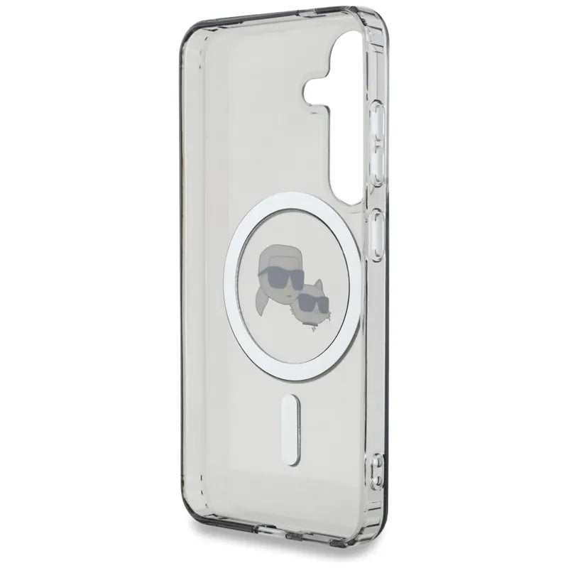 Karl Lagerfeld Button Karl & Choupette Heads Printed Logo MagSafe – Dėklas, skirtas „Samsung Galaxy S25“ (Juoda)