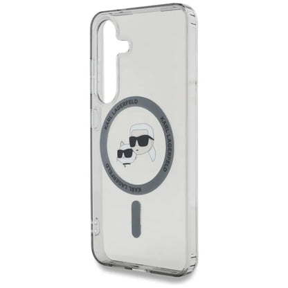 Karl Lagerfeld Button Karl & Choupette Heads Printed Logo MagSafe – Dėklas, skirtas „Samsung Galaxy S25“ (Juoda)