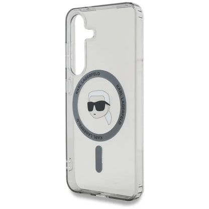 Karl Lagerfeld Button Karl Head Printed Logo MagSafe - dėklas, skirtas Samsung Galaxy S25 (juoda)