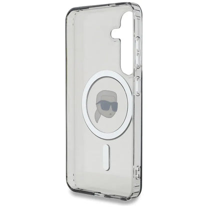Karl Lagerfeld Button Karl Head Printed Logo MagSafe - dėklas, skirtas Samsung Galaxy S25 (juoda)