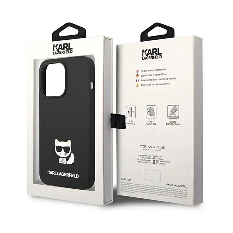Karl Lagerfeld Choupette Body – dėklas, skirtas iPhone 14 Pro (juodas)