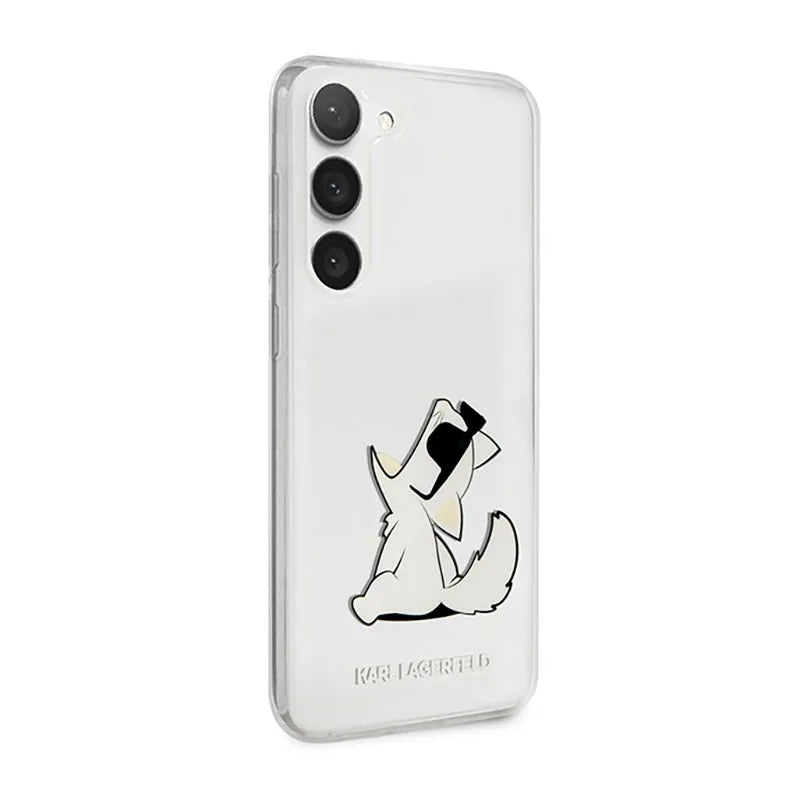 Karl Lagerfeld Choupette Fun – dėklas, skirtas Samsung Galaxy S23+ (skaidrus)