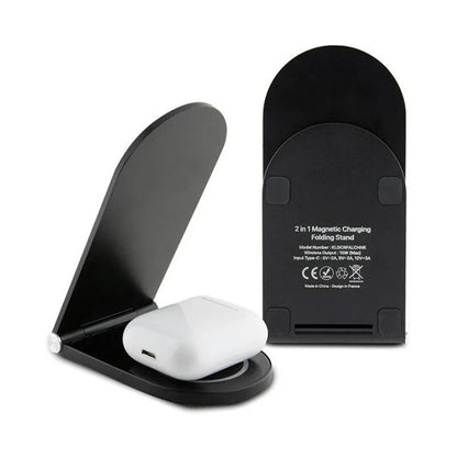 Karl Lagerfeld Choupette MagSafe – sulankstomas indukcinis 2in1 įkroviklis su MagSafe, skirtas iPhone ir AirPods 15W (juodas)