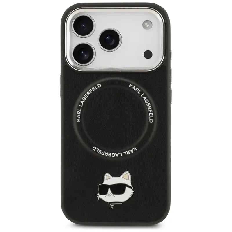 Karl Lagerfeld Choupette Pin MagSafe - Dėklas iPhone 17 Pro Max (juodas)