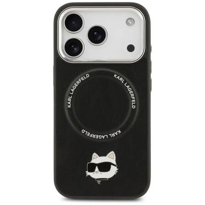 Karl Lagerfeld Choupette Pin MagSafe - Dėklas iPhone 17 Pro Max (juodas)