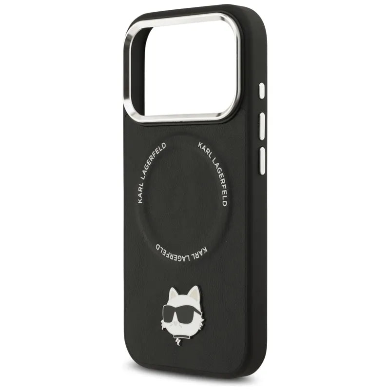 Karl Lagerfeld Choupette Pin MagSafe - Dėklas iPhone 17 Pro Max (juodas)