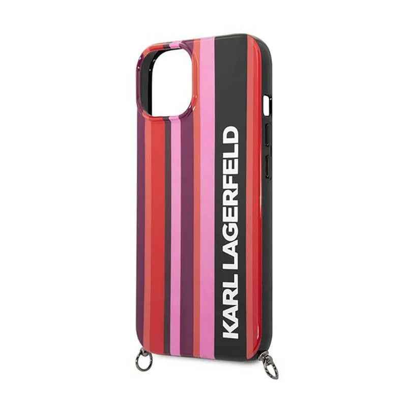 Karl Lagerfeld Color Stripes dirželis – dėklas, skirtas iPhone 14 (rožinis)