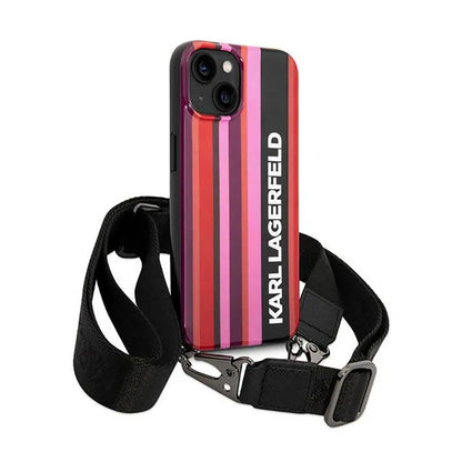 Karl Lagerfeld Color Stripes dirželis – dėklas, skirtas iPhone 14 (rožinis)