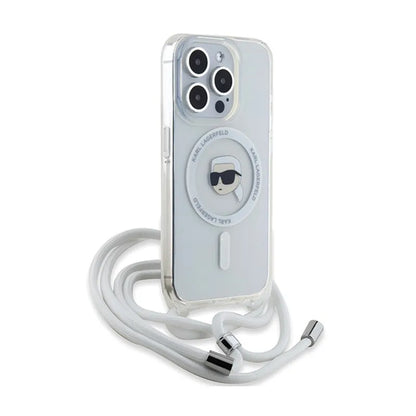 Karl Lagerfeld Crossbody IML Karl Head MagSafe – „iPhone 15 Pro“ dėklas (skaidrus)