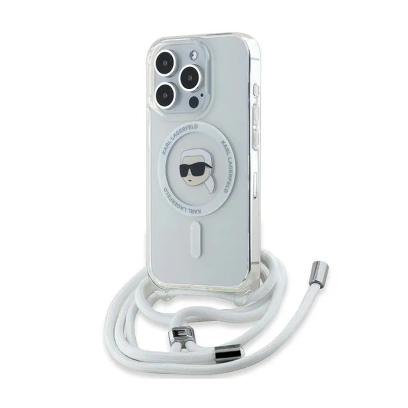 Karl Lagerfeld Crossbody IML Karl Head MagSafe – „iPhone 15 Pro“ dėklas (skaidrus)