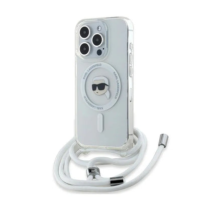 Karl Lagerfeld Crossbody IML Karl Head MagSafe – „iPhone 15 Pro“ dėklas (skaidrus)
