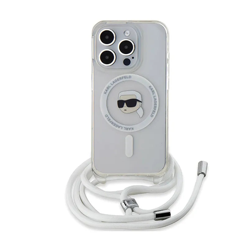 Karl Lagerfeld Crossbody IML Karl Head MagSafe – „iPhone 15 Pro“ dėklas (skaidrus)