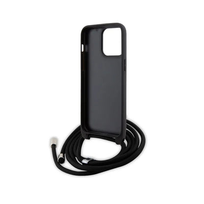 Karl Lagerfeld Crossbody Saffiano Metal Pin Karl & Choupette – dėklas, skirtas „iPhone 15 Pro Max“ (juodas)