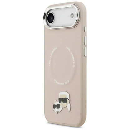 Karl Lagerfeld Dėklas iPhone Air su Karl & Choupette sagėmis, MagSafe (rožinis)