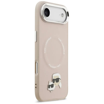 Karl Lagerfeld Dėklas iPhone Air su Karl & Choupette sagėmis, MagSafe (rožinis)