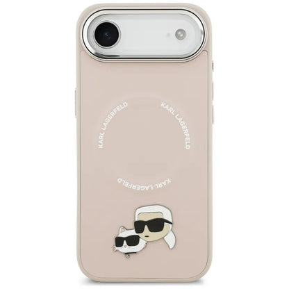 Karl Lagerfeld Dėklas iPhone Air su Karl & Choupette sagėmis, MagSafe (rožinis)