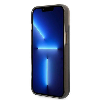 Karl Lagerfeld dėklas "Liquid Glitter Round RSG Logo" – dėklas skirtas iPhone 14 (Juodas)