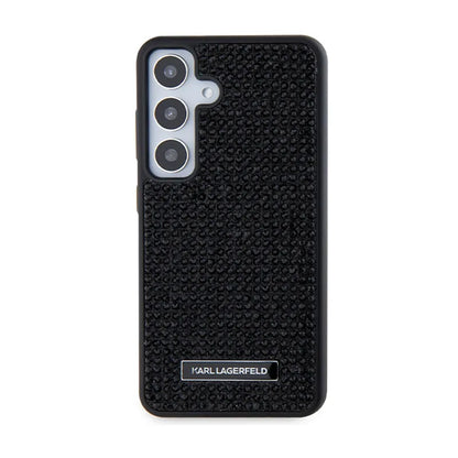 Karl Lagerfeld Dėklas su Metalo Logotipu ir Kalnų Krištolu, skirtas Samsung Galaxy S24+ (Juodas)