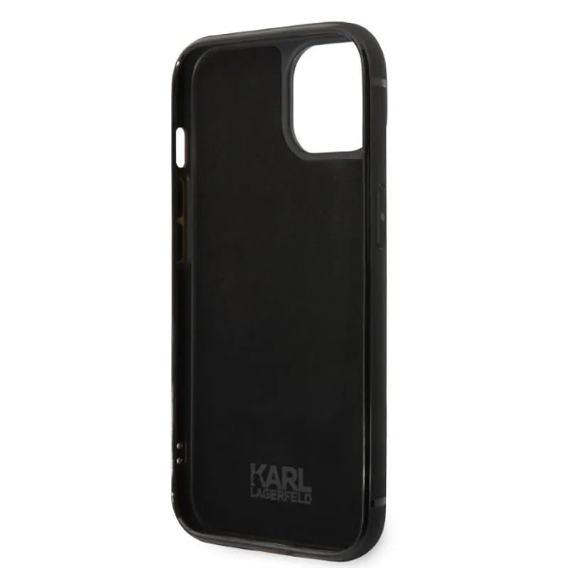 Karl Lagerfeld Dėklas su parašo logotipu ir kortelių lizdu, skirtas iPhone 14 Plus (Juodas)